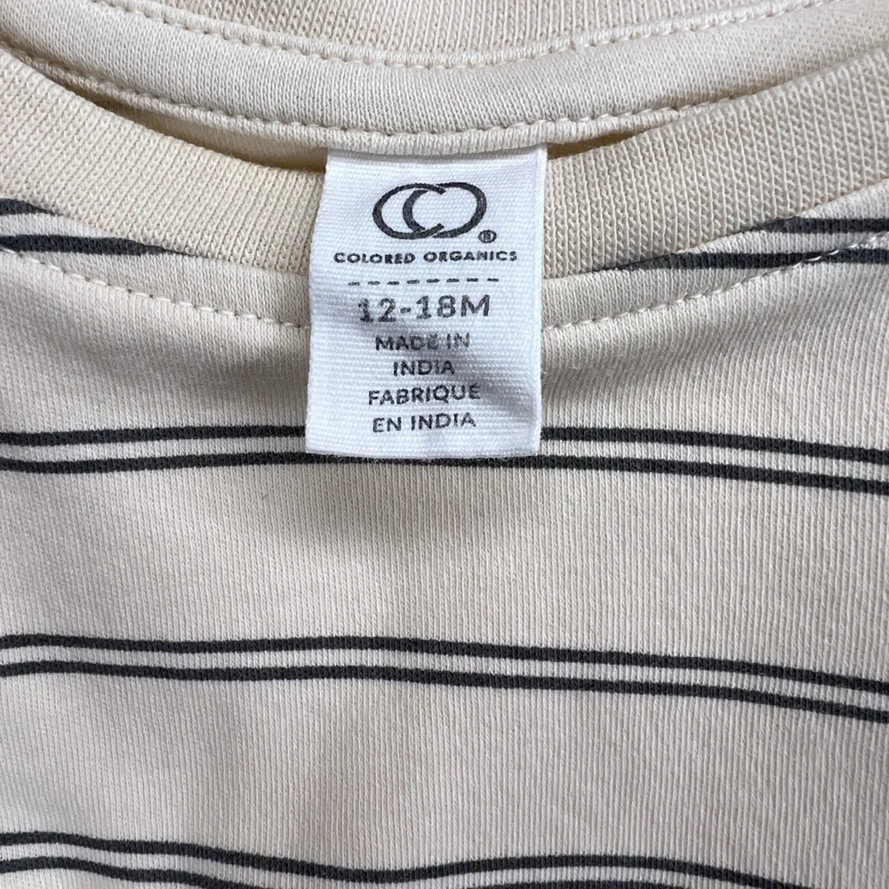 Colored Organics Baby: Cream and Charcoal Striped Crew Long Sleeve - Picture 3 of 5